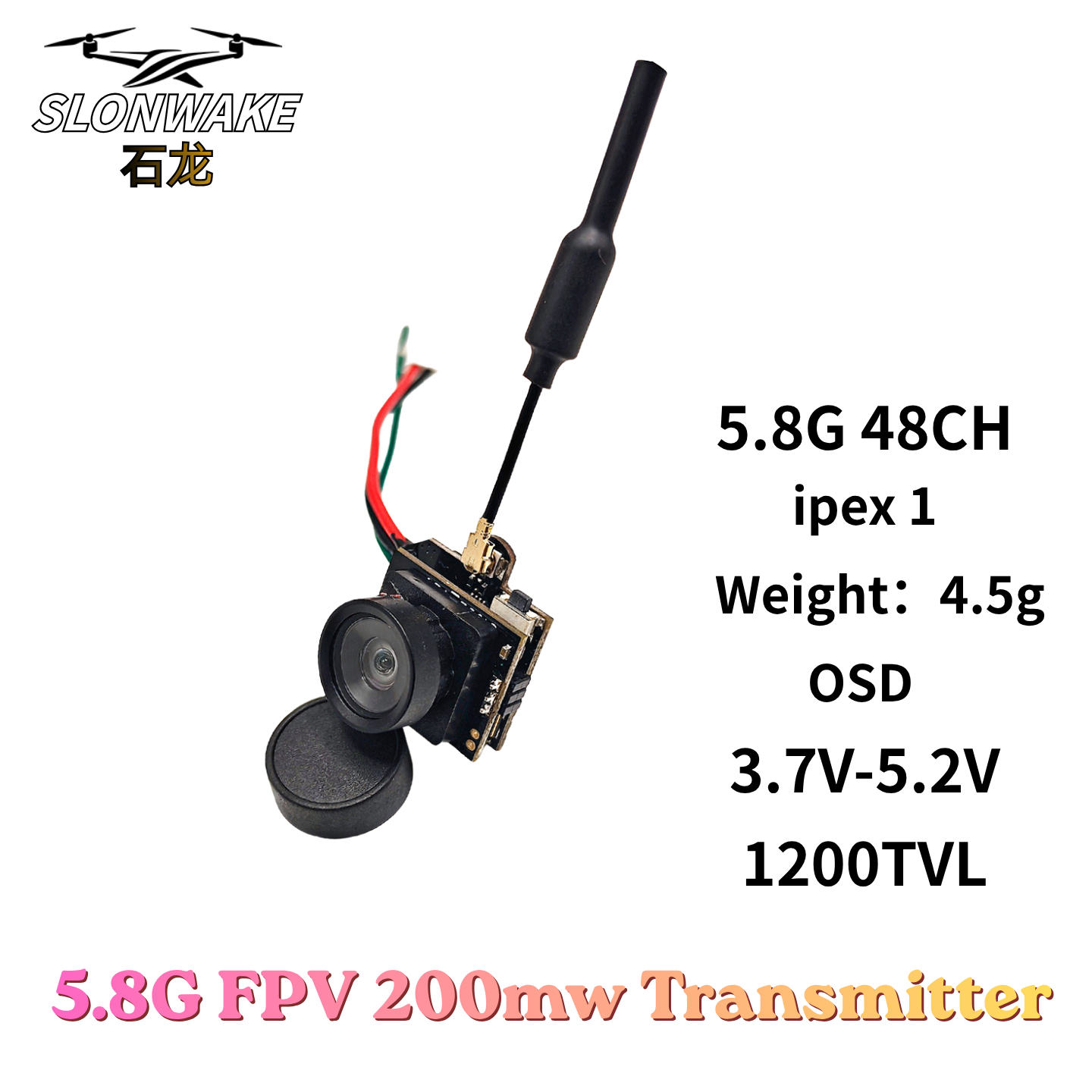 Slonwake 5.8G 48CH 200mW FPV D - огляд і ціна Fpv Drone Transmitter