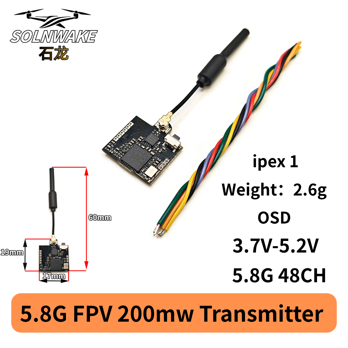SLONWAKE Nano 5.8G 48CH 200mW  - огляд і ціна Fpv Drone Transmitter