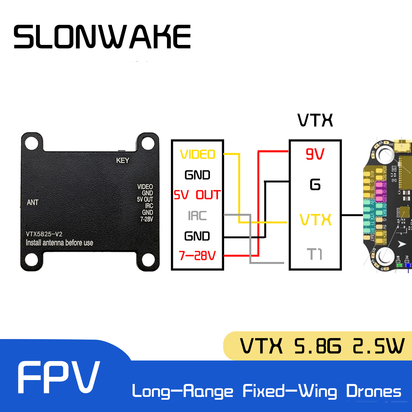 SLONWAKE 5.8G 48CH FPV Transmi - огляд і ціна Fpv Drone Frame