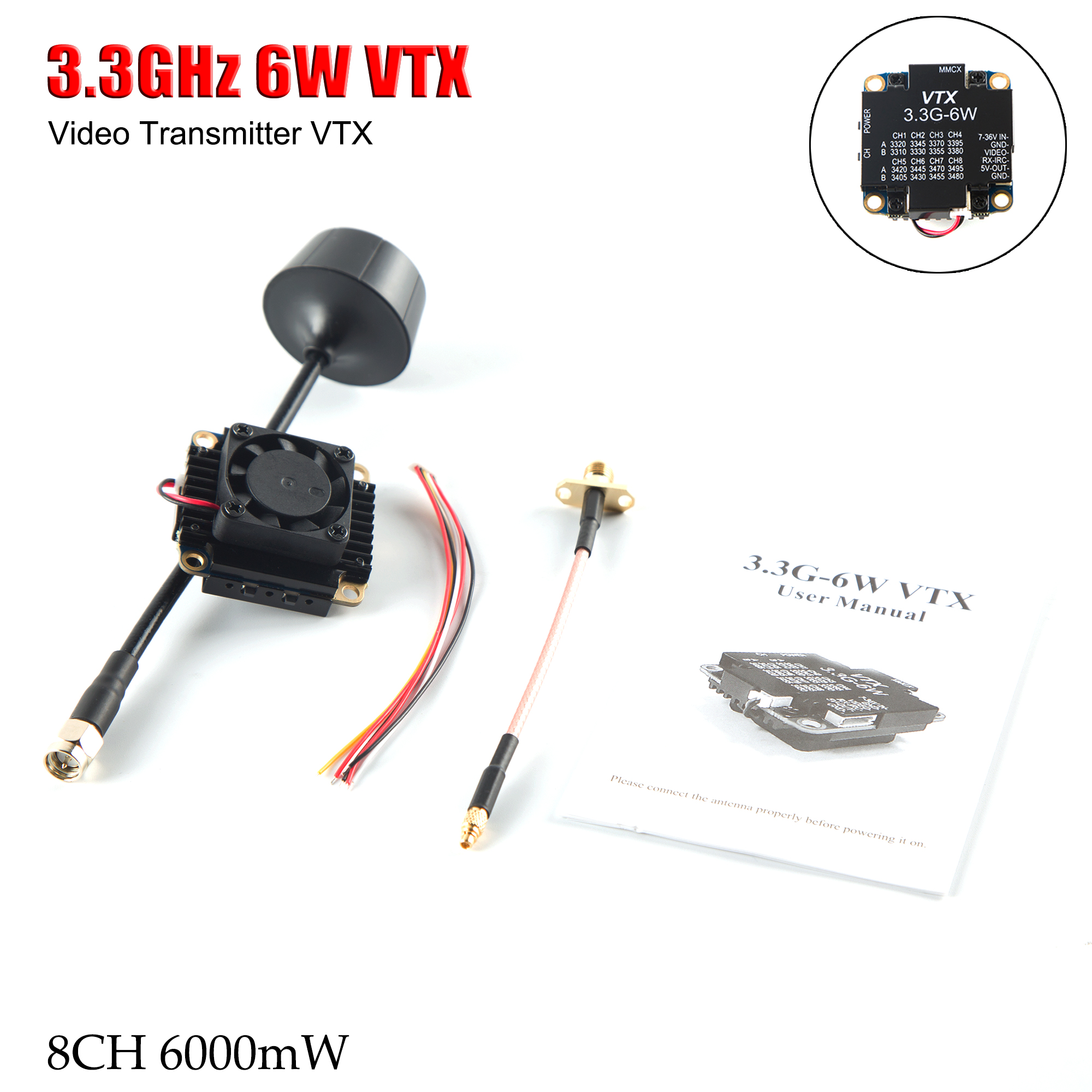 FPV Video Transmitter 3.3G 6W  - огляд і ціна Fpv Drone Transmitter